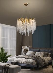 Candelabru auriu Cristal, dulie E14 x 6, diametru 450mm