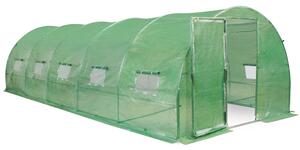Tunel din folie, cu cadru metalic 3x8m, verde, cu ușa Garden Point