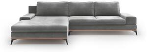 Colțar extensibil cu tapițerie de catifea și șezlong pe partea stângă Windsor & Co Sofas Astre, gri