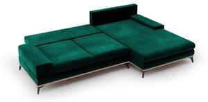 Colțar extensibil cu tapițerie de catifea și șezlong pe partea dreaptă Windsor & Co Sofas Astre, verde smarald