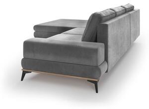 Colțar extensibil cu tapițerie de catifea și șezlong pe partea stângă Windsor & Co Sofas Astre, gri