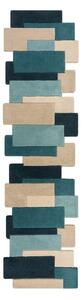 Covor tip traversă albastru/bej din lână 60x230 cm Abstract Collage – Flair Rugs