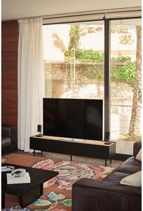 Masă TV neagră/în culoare naturală cu aspect de lemn de stejar 180x45 cm Arista – Teulat