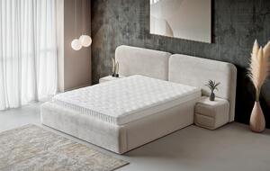 Boxspring ~Bora Bora~ cu lada de depozitare, saltea cu topper integrat, material țesătură catifelată plușată, culoare ivory Ivory 160x200 cm țesătură