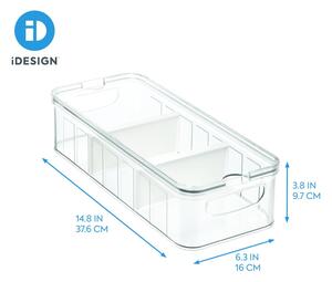 Cutie depozitare transparentă cu capac și 3 compartimente iDesign, 38 x 16 cm