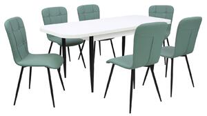 Set masă extensibilă Viena Albă cu 6 Scaune Piele Luca Fistic
