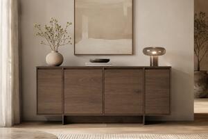Comodă cu patru uși Zolia 180 cm pe plintă - nuc elegant