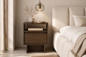 Noptieră Zolia 40 cm cu sertar pe plintă - nuc elegant
