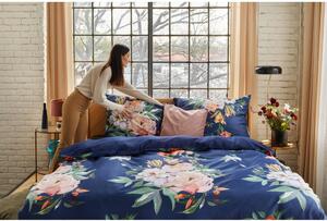 Lenjerie de pat din bumbac satinat pentru pat dublu Bonami Selection Floret, 160 x 220 cm, albastru marin