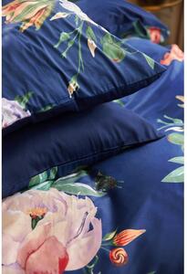 Lenjerie de pat din bumbac satinat pentru pat single Bonami Selection Floret, 140 x 220 cm, albastru marin