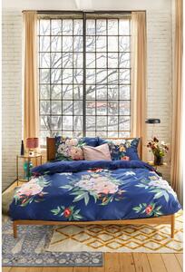 Lenjerie de pat din bumbac satinat pentru pat single Bonami Selection Floret, 140 x 200 cm, albastru marin