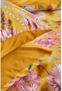Lenjerie de pat din bumbac satinat pentru pat single Bonami Selection Blossom, 140 x 220 cm, ocru