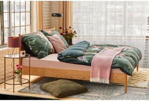 Lenjerie de pat din bumbac satinat pentru pat dublu Bonami Selection Floret, 160 x 200 cm, verde închis