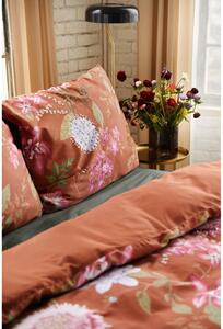 Lenjerie de pat din bumbac satinat pentru pat single Bonami Selection Blossom, 140 x 200 cm, maro teracotă