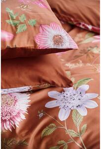 Lenjerie de pat din bumbac satinat pentru pat single Bonami Selection Blossom, 140 x 220 cm, maro teracotă