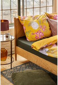 Lenjerie de pat din bumbac satinat pentru pat dublu Bonami Selection Blossom, 200 x 220 cm, ocru