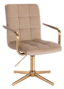 HC1015PCROSS Scaun Latte Catifea cu Bază Aurie