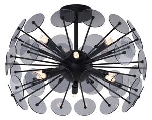 Plafonieră Art Deco neagră cu sticlă fumuriu - Atomic