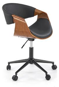 Scaun birou BILBO, nuc/negru, placaj/piele ecologica/metal, 55x55x72/8