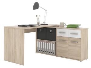 Birou RAFAEL NEW, stejar sonoma/alb, PAL melaminat, 138x140x77 cm