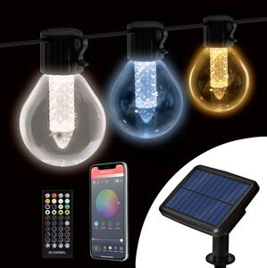 Ghirlandă solară LED reglabilă 15xLED/1,5W/3,7/5V 2200 mAh 9 m IP65 neagră + telecomandă