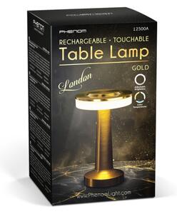 Lampă de birou LED reîncărcabilă LONDON, cu reglare a luminozității, 2W/5V, 400 mAh, aurie