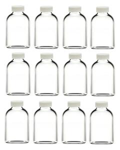 Set sticle TU-12BEYAZKAPAKLI, 12 piese, transparent/alb, sticlă, 50 ml