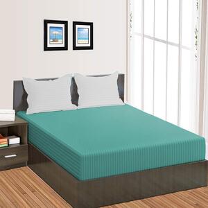 Cearsaf de pat cu elastic Damasc Policoton dunga 1 cm, Husa pentru saltea 160x200 cm, Pucioasa, Bleu