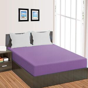 Cearsaf de pat cu elastic Damasc Policoton dunga 1 cm, Husa pentru saltea 140x200 cm, Pucioasa, Purple