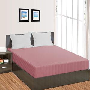 Cearsaf de pat cu elastic Damasc Policoton dunga 1 cm, Husa pentru saltea 140x200 cm, Pucioasa, Pink