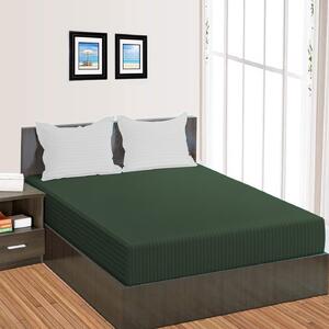 Cearsaf de pat cu elastic Damasc Policoton dunga 1 cm, Husa pentru saltea 160x200 cm, Pucioasa, Verde