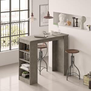 Masa Bucatarie Bar multifunctionala Wallo, Gri - Stejar - Alb - Negru, 120 x 102 x 52 cm