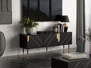 Comodă TV Elmteo 103Auriu, Negru, 15x6x4cm
