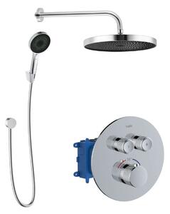 Kielle Oudee - Set de duș cu baterie termostatată încastrată, pentru 2 consumatori, cu accesorii și corp montare, crom 20602SPT20