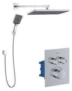 Kielle Arkas I - Set de duș cu baterie termostatată încastrată, pentru 2 consumatori, cu accesorii și corp montare, crom 20611SPT20