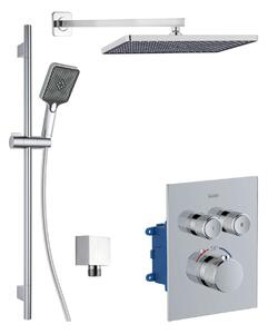 Kielle Arkas I - Set de duș cu baterie termostatată încastrată, pentru 2 consumatori, cu accesorii și corp montare, crom 20611SPT10