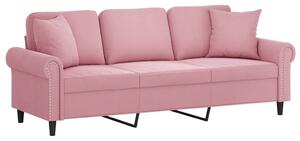 Canapea cu 3 locuri cu pernuțe, roz, 180 cm, catifea
