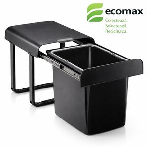 Cos gunoi incorporabil Ecomax Ekko Black Bio 40, cu extragere totala, negru, 1 x 34 l