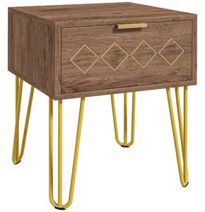 HOMCOM Noptiere Moderne Set 2 Bucati din PAL si Otel cu Sertar, 39.5x41x49 cm, Maro | Aosom Romania