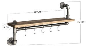 Raft bucatarie BoruRaf008, lemn de molid/metal, 60x35x14 cm
