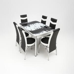 Set Masa Extensibila +6 Scaune Piele Eco Elt Modella Alb/Negru - Cod Produs STSYHCCK