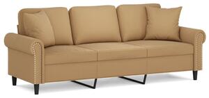 Canapea cu 3 locuri cu pernuțe, maro, 180 cm, catifea
