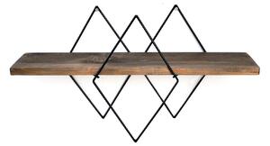 Raft WR033, maro/negru, lemn de molid/metal, 60x15x31 cm