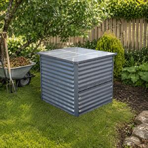 Furnigo Composter metalic 100x100x86 cm - argintiu