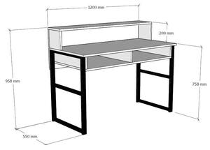 Masa de birou Kemo, 100% PAL melaminat, nuc/negru, 120x96x55 cm