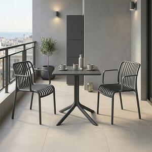 Set 3 bucati masa si scaune gradina V2, Groovy Zoi, Antracit, 60x60x76 cm