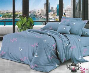 Lenjerie de pat pentru o persoana cu husa elastic pat si fata perna dreptunghiulara, Vardaan, bumbac mercerizat, multicolor