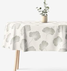 Goldea față de masă 100% bumbac - frunze de ginkgo minimaliste - ovală 140 x 240 cm