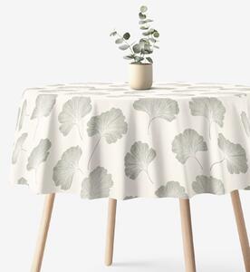 Goldea față de masă 100% bumbac - frunze de ginkgo minimaliste - rotundă Ø 160 cm