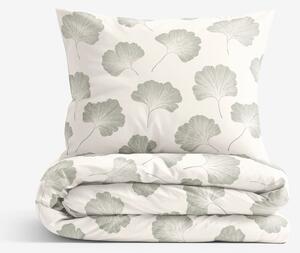 Goldea lenjerie de pat 100% bumbac - frunze de ginkgo minimaliste 140 x 200 și 50 x 70 cm